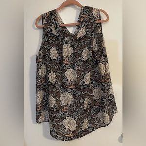 Molly and Isadora Blouse Top with Floral Vine Print Size 1x